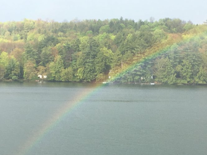 rainbow and lake